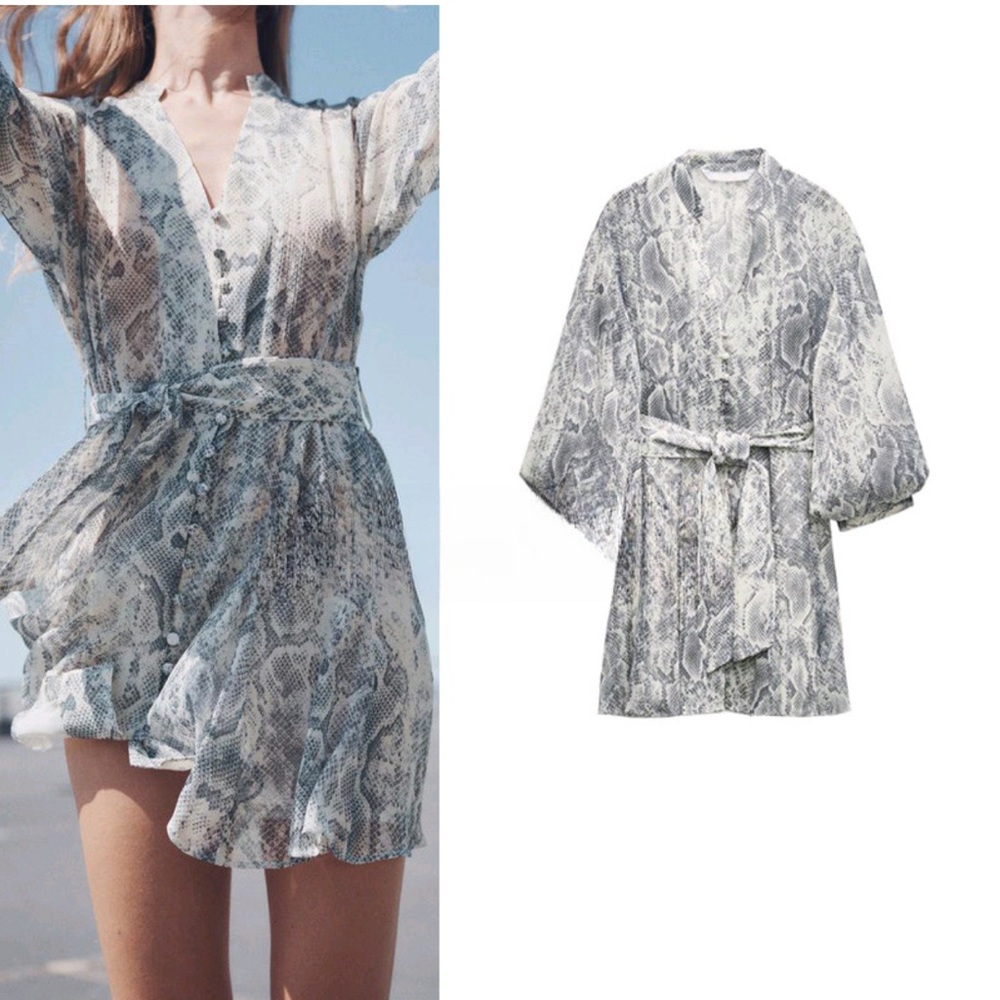 Zara Snake Print Mini Dress - Gray